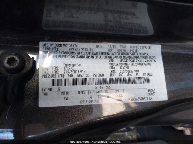 Ford FOCUS SE 2016 1FADP3K2XGL240975 Image 9