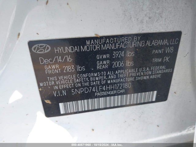 Hyundai ELANTRA SE 2017 5NPD74LF4HH172180 Image 9