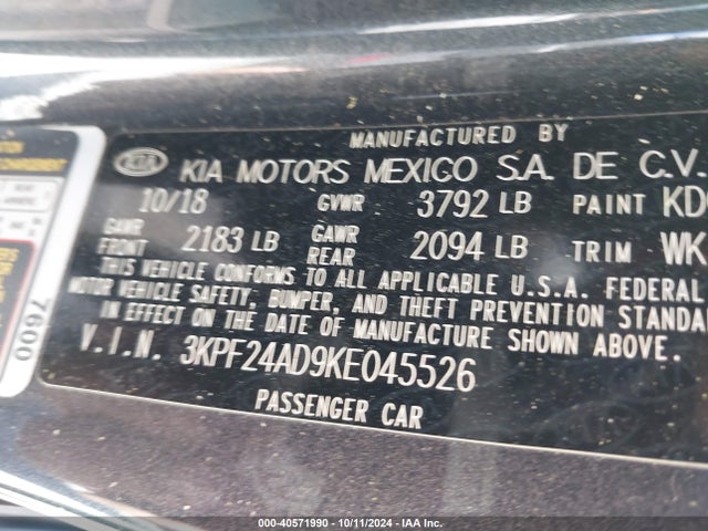 KIA FORTE FE 2019 3KPF24AD9KE045526 Image 9