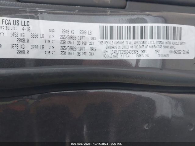 1C4RJFCG5GC438375 Jeep Grand Cherokee High Altitude