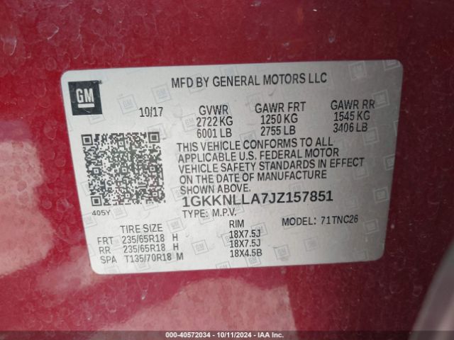 1GKKNLLA7JZ157851 GMC Acadia Sle-2