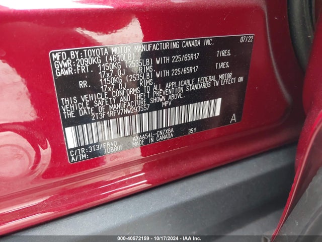 Toyota RAV4 LE 2022 2T3F1RFV7NW293557 Image 9