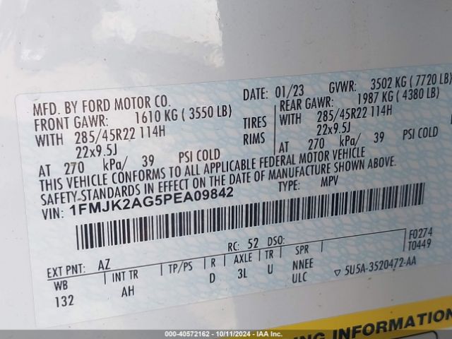 1FMJK2AG5PEA09842 Ford Expedition Limited Max