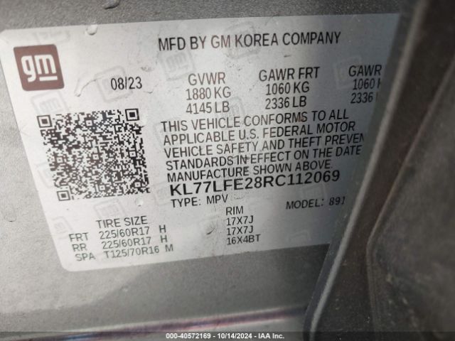 KL77LFE28RC112069 Chevrolet Trax Fwd Sp