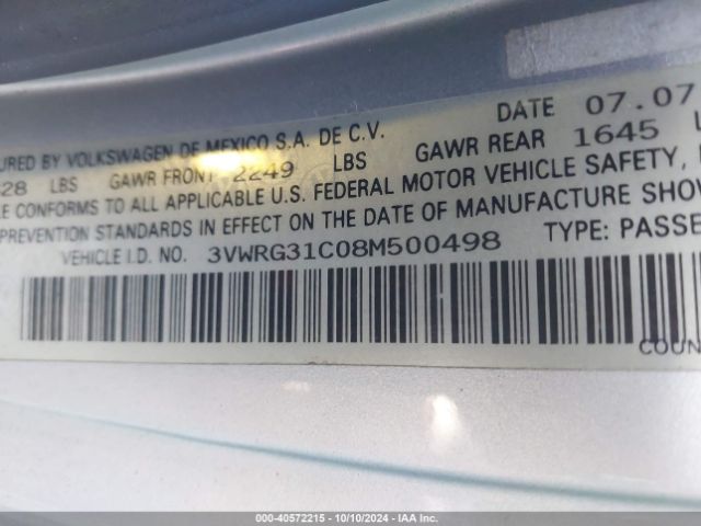 2008 VOLKSWAGEN NEW BEETLE COUPE 3VWRG31C08M500498 Photo 8