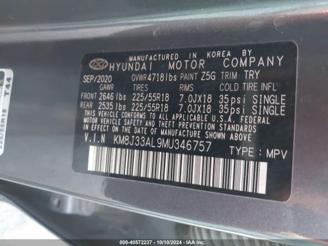 Hyundai Tucson Ultimate 2021 KM8J33AL9MU346757 Image 9