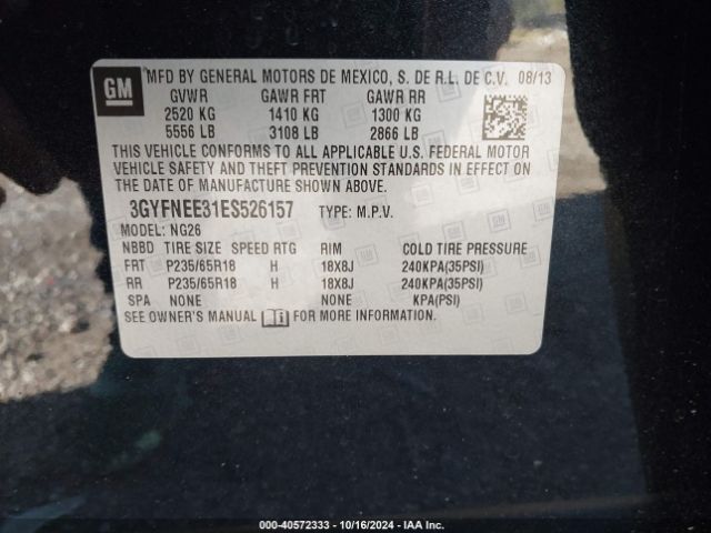 3GYFNEE31ES526157 Cadillac Srx Luxury Collection