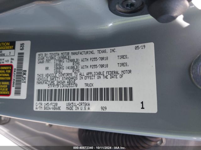 5TFRY5F13KX253370 Toyota Tundra Sr5 5.7l V8