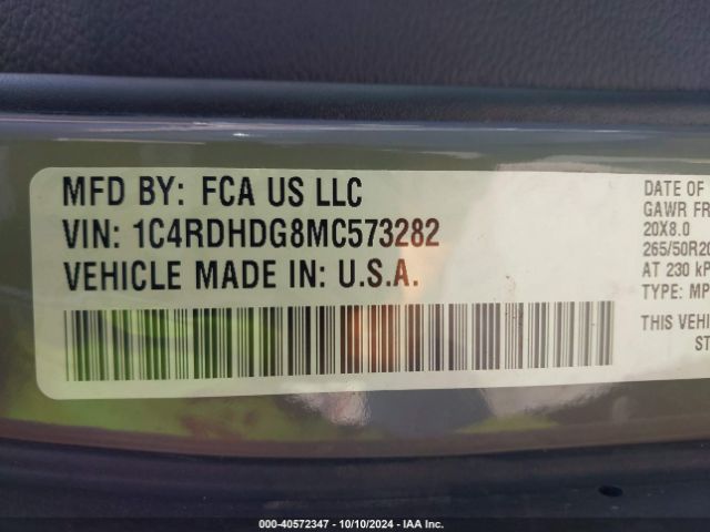 1C4RDHDG8MC573282 Dodge Durango Gt Rwd