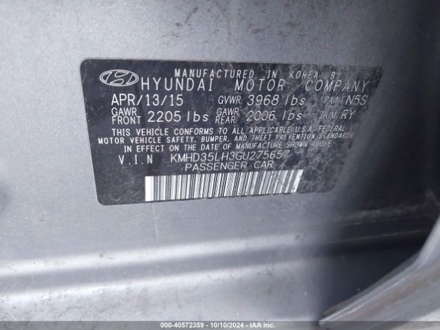 KMHD35LH3GU275657 Hyundai ELANTRA GT