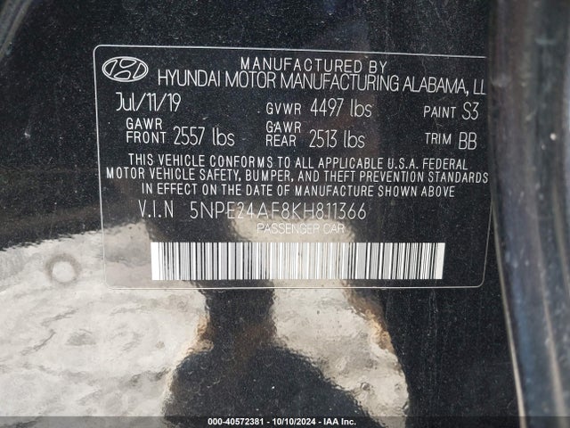 Hyundai SONATA SE 2019 5NPE24AF8KH811366 Image 9