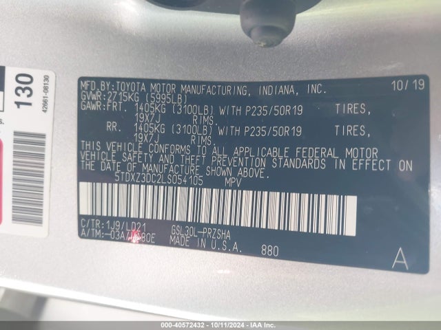 Toyota SIENNA SE 2020 5TDXZ3DC2LS054105 Image 9