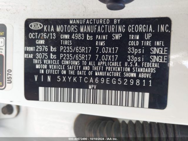 5XYKTCA69EG529811 KIA SORENTO LX