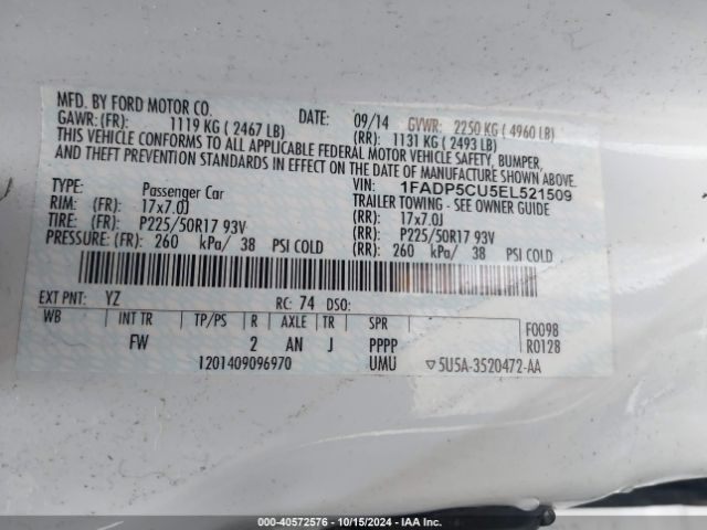 1FADP5CU5EL521509 Ford C-max Energi Sel
