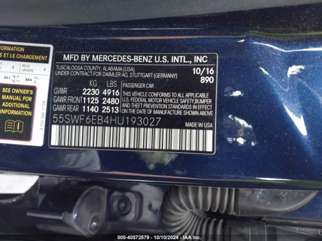 55SWF6EB4HU193027 Mercedes-Benz Amg C 43 4matic