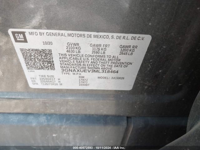 2021 CHEVROLET EQUINOX 3GNAXUEV3ML318464 Photo 8
