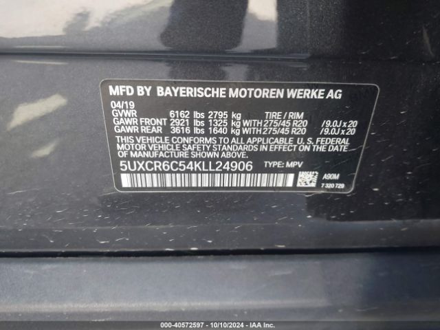5UXCR6C54KLL24906 BMW X5 Xdrive40i