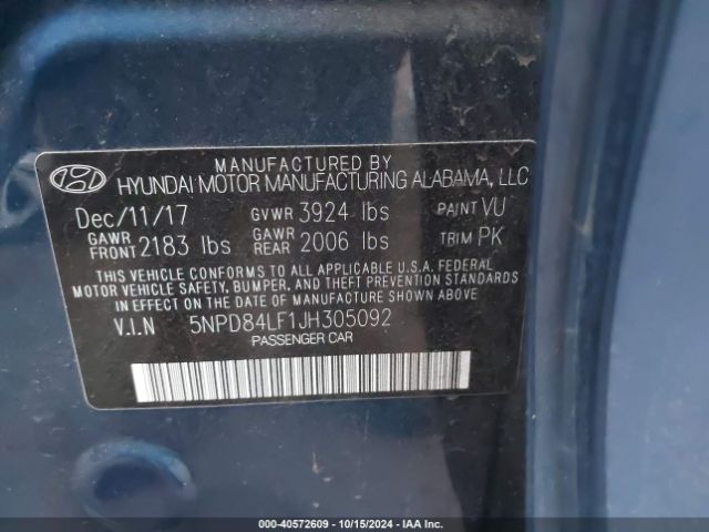 5NPD84LF1JH305092 Hyundai ELANTRA SEL