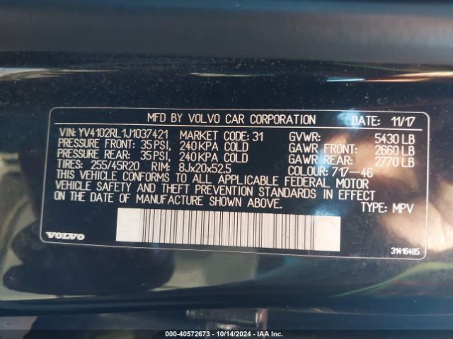 YV4102RL1J1037421 Volvo Xc60 T5 Inscription