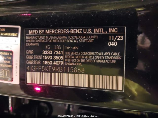 4JGFF5KE9RB115868 Mercedes-Benz Gls 450 4matic