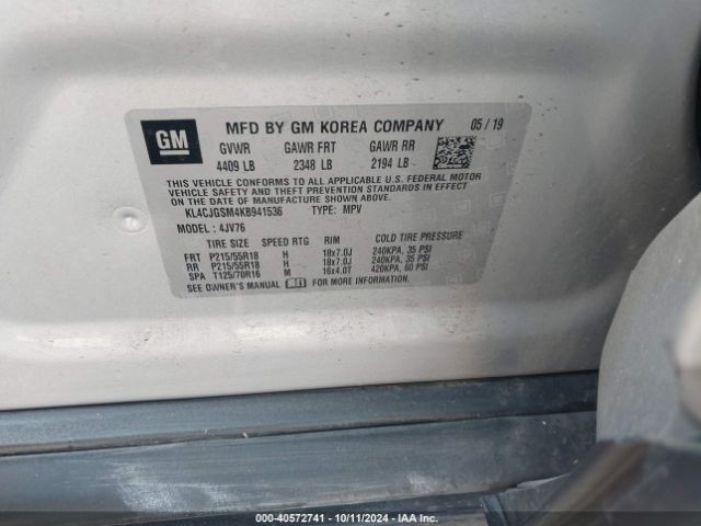 KL4CJGSM4KB941536 Buick Encore Awd Essence