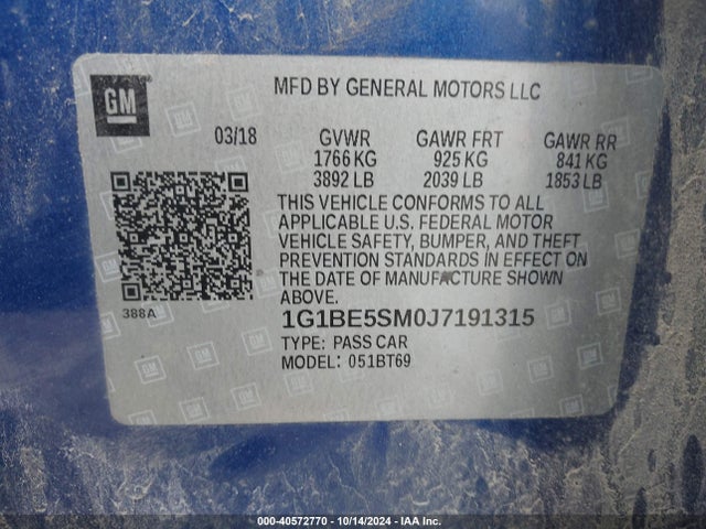 Chevrolet Cruze Lt Auto 2018 1G1BE5SM0J7191315 Image 9