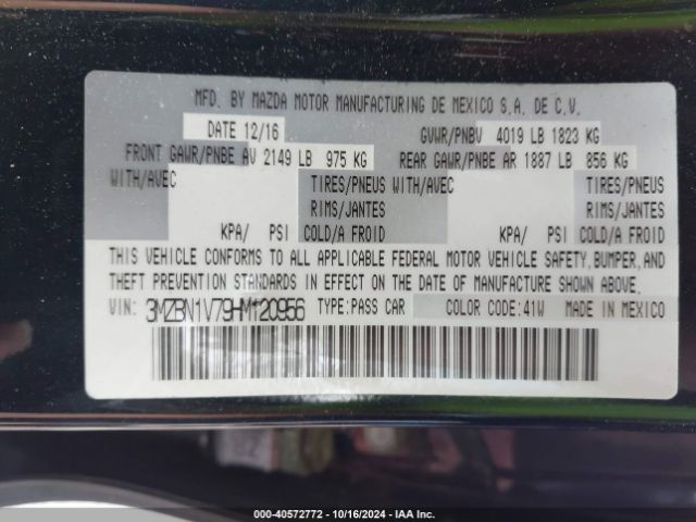 3MZBN1V79HM120956 Mazda Mazda3 4-door Touring