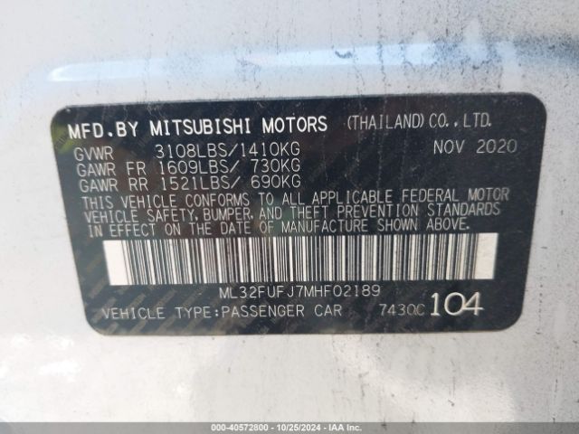 2021 MITSUBISHI MIRAGE G4 ML32FUFJ7MHF02189 Photo 8