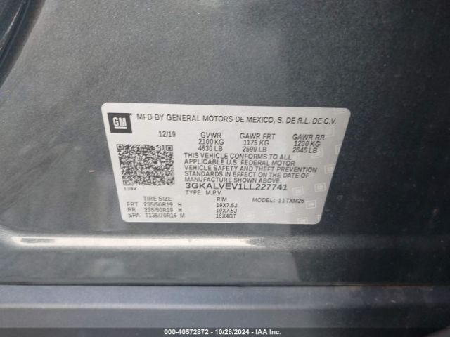 3GKALVEV1LL227741 GMC Terrain Awd Slt