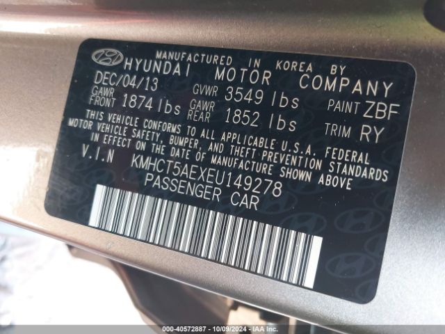 KMHCT5AEXEU149278 Hyundai ACCENT GS