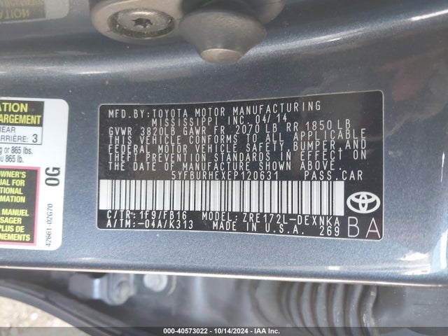 Toyota Corolla Le Plus 2014 5YFBURHEXEP120631 Image 9