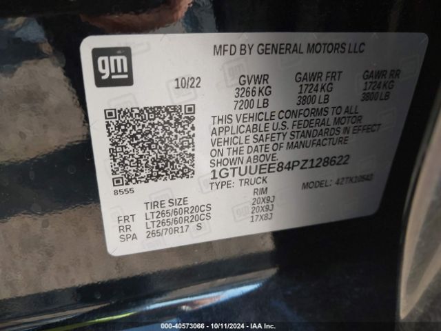 1GTUUEE84PZ128622 GMC Sierra 1500 4wd  Short Box At4