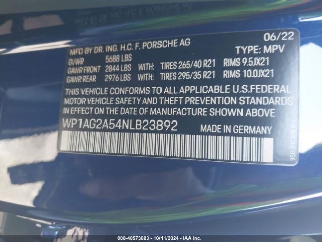 WP1AG2A54NLB23892 Porsche MACAN S