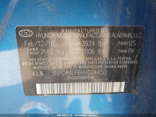 Hyundai ELANTRA SE 2017 5NPD84LF6HH024450 Image 9