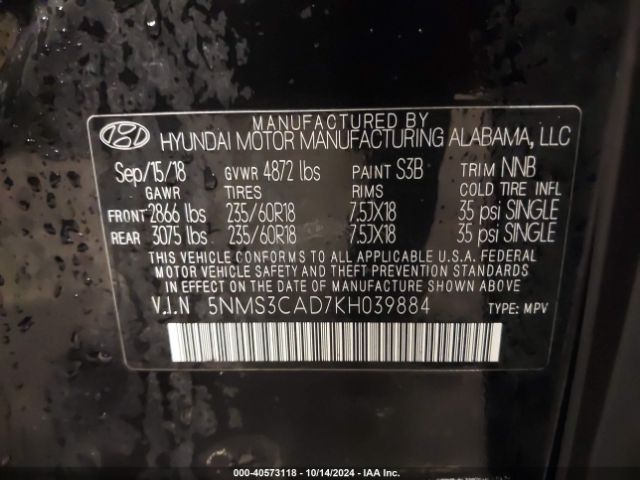 Hyundai Santa Fe Sel Plus 2019 5NMS3CAD7KH039884 Image 9