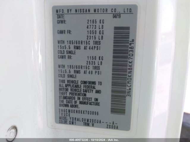 3N6CM0KN8KK703896 Nissan Nv200 S