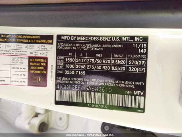 4JGDF2EE4GA682610 Mercedes-Benz Gl 350 Bluetec 4matic