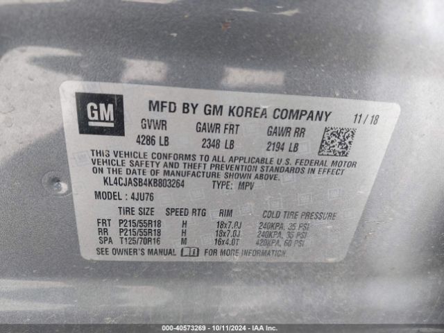 KL4CJASB4KB803264 Buick Encore Fwd Preferred