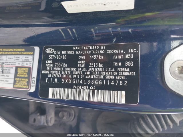 5XXGU4L33GG114762 KIA OPTIMA EX