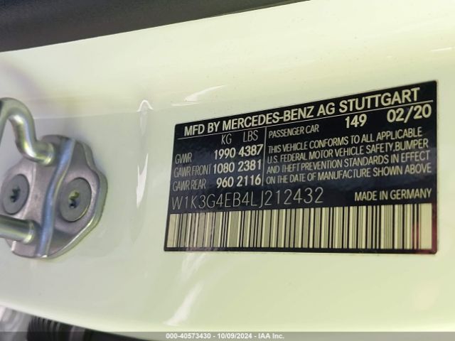 W1K3G4EB4LJ212432 Mercedes-Benz A 220