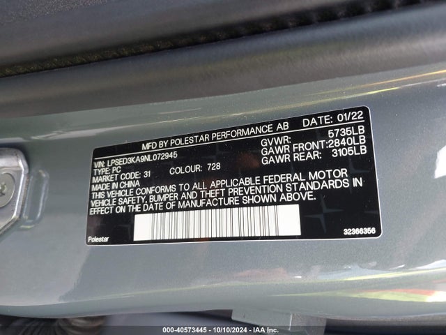 LPSED3KA9NL072945 Polestar 2 Long Range Dual Motor