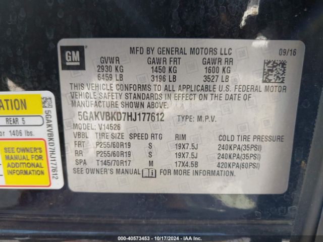 5GAKVBKD7HJ177612 Buick Enclave Leather