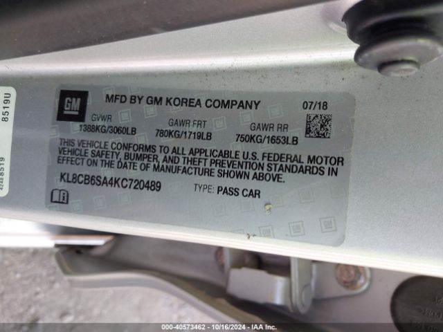 KL8CB6SA4KC720489 Chevrolet Spark Ls Cvt