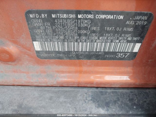 2020 MITSUBISHI OUTLANDER SPORT JA4AR3AUXLU004965 Photo 8