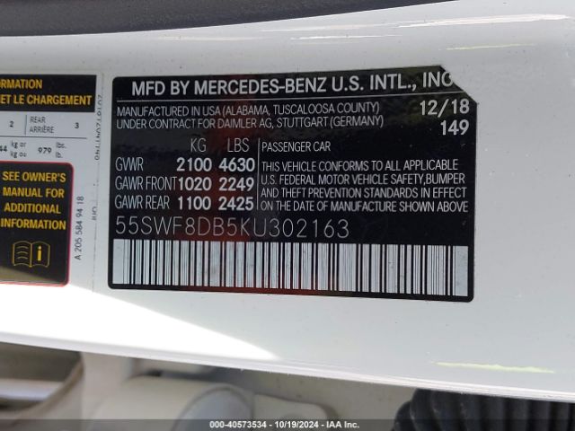 2019 MERCEDES-BENZ C 300 55SWF8DB5KU302163 Photo 8
