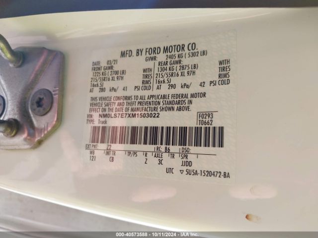 NM0LS7E7XM1503022 Ford Transit Connect Xl Cargo Van