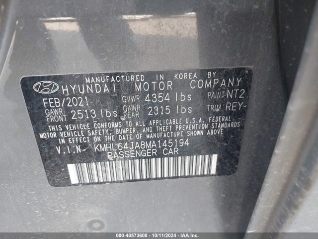 Hyundai SONATA SEL 2021 KMHL64JA8MA145194 Image 9