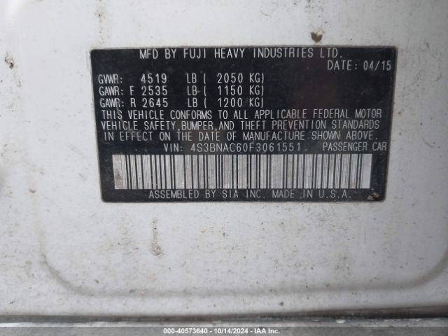 4S3BNAC60F3061551 Subaru Legacy 2.5i Premium