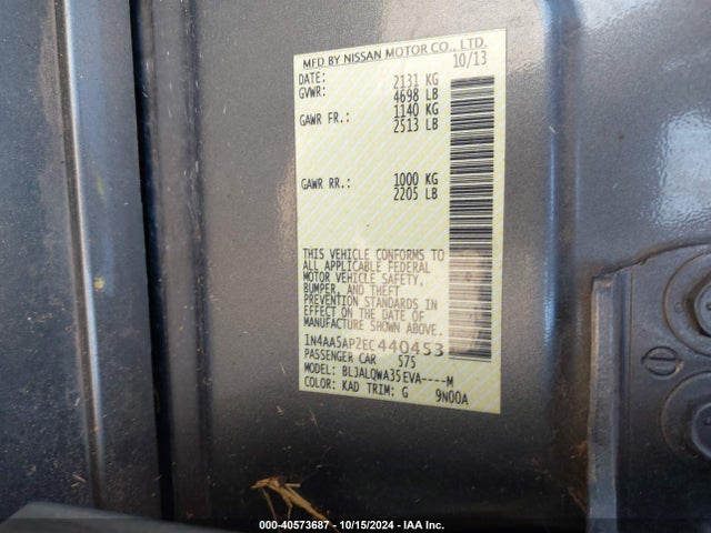 Nissan Maxima 3.5 S 2014 1N4AA5AP2EC440453 Image 9