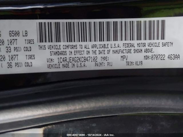 1C4RJEAG2KC847102 Jeep Grand Cherokee Altitude 4x2